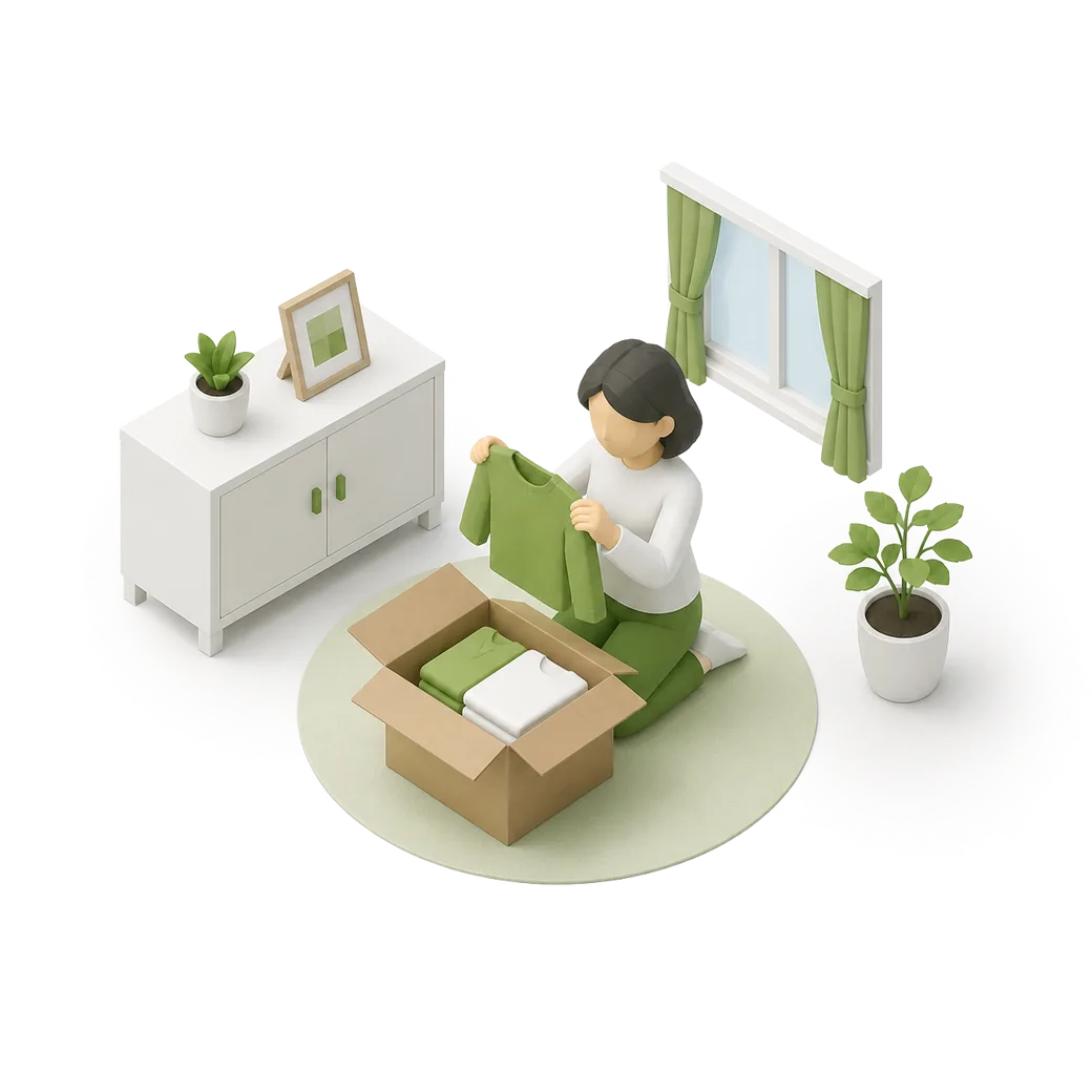 荷物を受け取り開封する日常のシーン